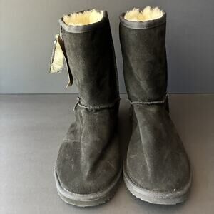 EMU Ridge Black Suede Leather Boot 100% Australian Merino Wool Size M10/W11